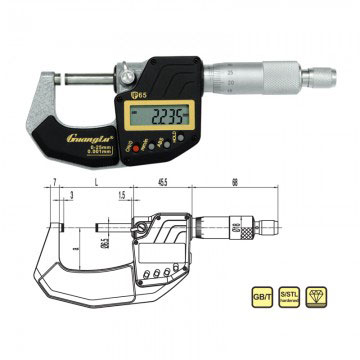 GuangLu Digital Display Outer Diameter IP65 Waterproof Micrometer